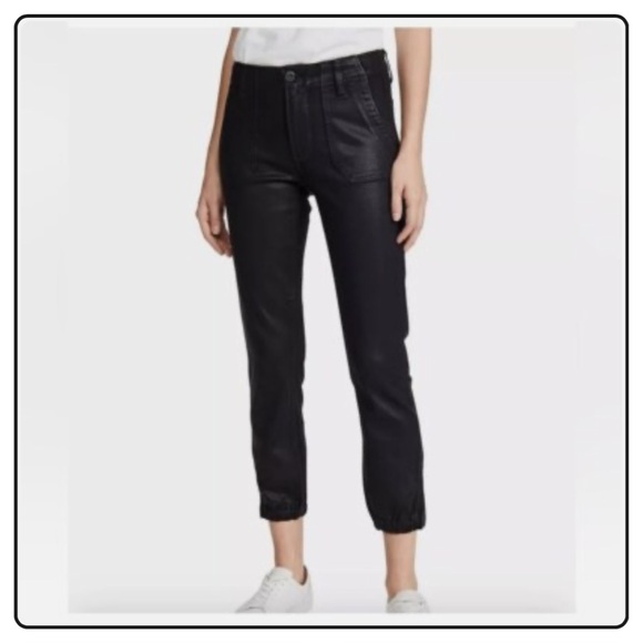 Paige Mayslie Jogger in Black Fog Luxe Coated - Picture 1 of 16